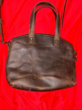 Dark Brown Leather Satchel Handbag